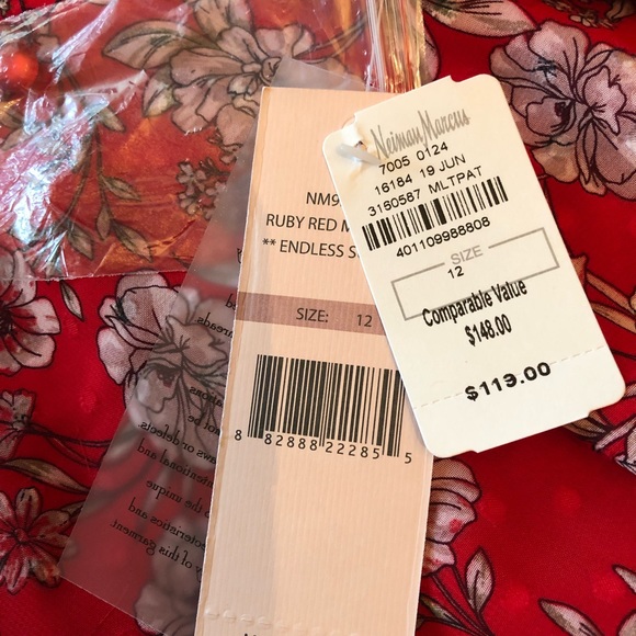 NWT Nanette Lepore Chiffon Midi Pleated Dress Sz 12 Ruby Red New Endless Summer - Picture 3 of 8